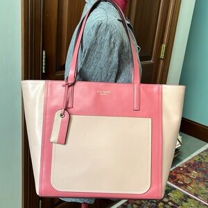 Kate Spade   tote  shoulder bag Pink/coral  Thick Leather interior exterior NWOT